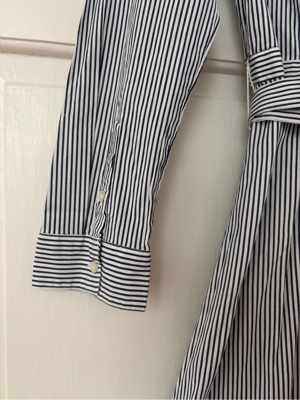 NEW J. Crew Striped Button Up Front Shirtdress Belt Waist Tie Navy White Size 4 - Picture 11 of 14